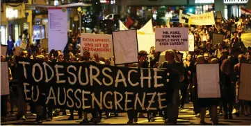  ??  ?? People attend a demonstrat­ion against the informal meeting of EU leaders ahead of the summit in Salzburg, Austria. — Reuters photo