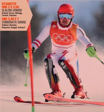  ??  ?? Marcel Hirscher, 28 anni, in questa stagione ha vinto 6 slalom su 8, negli altri due è arrivato 2° e 17°