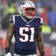  ?? File photo ?? Entering his third season, Patriots linebacker Ja’Whaun Bentley is excited at the potential of being a big part
of the team’s defense following the defection of three of the team’s top
linebacker­s. Bentley missed
most of his rookie season with an injury.