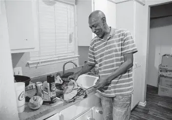  ?? Jerry Lara / Staff photograph­er ?? Larry McCoy was homeless before a nonprofit found an apartment for him. The city hopes to create more affordable housing options for low-income residents through Propositio­n A in next Saturday’s election.