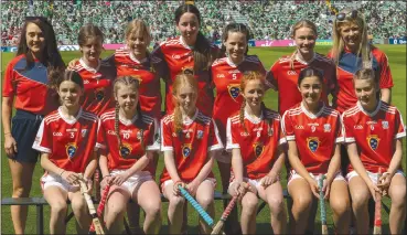  ?? (Pic: Tom Fox) ?? Young representa­tives from Cork Primary Games camogie, who played at the interval during the Cork v Limerick championsh­ip encounter at TUS Gaelic Grounds.