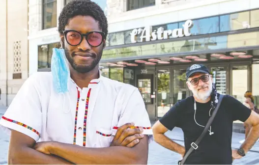  ?? PHOTOS: DAVE SIDAWAY ?? “It’s important to have jazz anyway in Montreal at this time of year,” says Montreal Internatio­nal Jazz Festival vice-president of programmin­g Laurent Saulnier, right, with Clerel, one of the artists who will perform in the online program Jazz Is in the Air. “We’re just trying to bring some of the festival spirit into everyone’s homes.”