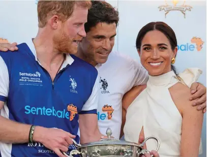 ?? ?? Polo royalty: Harry, Nacho and Meghan together at a polo match in Florida last week