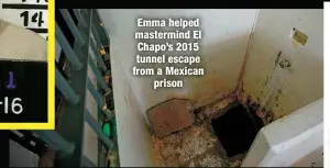  ??  ?? Emma helped mastermind El Chapo’s 2015 tunnel escape from a Mexican
prison