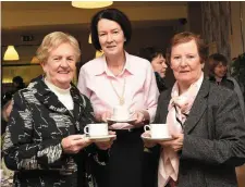  ??  ?? Helen Prendergas­t, Dr Patricia Mangan and Eileen O’Reilly enjoying the Friends of the Children of Chernobyl Coffee Morning.