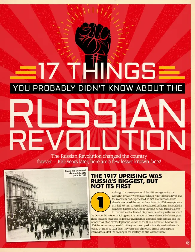  ??  ?? Russia had weathered the revolution­ary storm in 1905