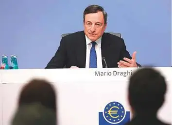  ?? Bloomberg ?? Mario Draghi, president of the European Central Bank (ECB), speaks during a news conference earlier this year. Policymake­rs have repeatedly said investor expectatio­ns for a rate hike around the middle of next year are currently reasonable.