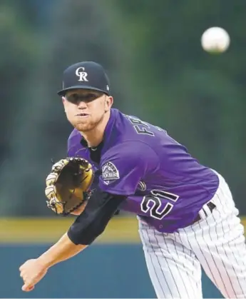  ?? Matthew Stockman, Getty Images ?? Rockies starting pitcher Kyle Freeland allowed no runs, four hits and struck out six batters as Colorado beat the Brewers 4-0 at Coors Field on Saturday night.