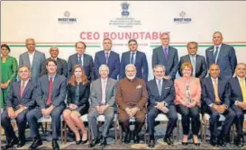  ?? ANI ?? ■ Prime Minister Narendra Modi with the CEOs of 17 energy companies in Houston on Saturday.