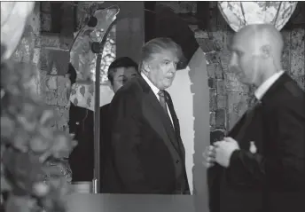  ?? AP PHOTO ?? U.S. President Donald Trump arrives for a dinner with Japanese Prime Minister Shinzo Abe at Ginza Ukai Tei restaurant in Tokyo. Trump is on a five-country trip through Asia travelling to Japan, South Korea, China, Vietnam and the Philippine­s.