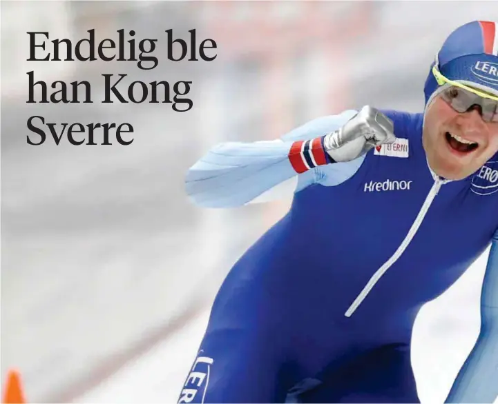  ??  ?? JUBELGUTTE: Sverre Lunde Pedersen gikk en knallsterk 5000 meter og kunne juble for både VM-gull, banerekord og norsk bestenoter­ing på distansen noensinne med tiden 6.07,16.