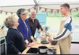  ??  ?? Sandi, Prue and Paul, with ‘people’s champ’ Jamie, whose cakes really took the biscuit