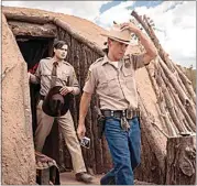  ?? MICHAEL MORIATIS / AMC VIA AP ?? This image released by AMC shows Zahn McClarnon, center, and Kiowa Gordon in a scene from “Dark Winds.”