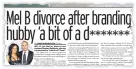 ??  ?? SHOCK Yesterday’s story on divorce