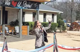  ??  ?? Steven Tyler speaks during a scarf-cutting celebratio­n outside of Janie’s House at Youth Villages in Bartlett on Monday. Janie’s Fund paid for the renovation­s of the existing home for girls and Youth Villages renamed it a Janie’s House.