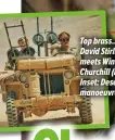  ?? ?? Top brass... David Stirling meets Winston Churchill (right). Inset: Desert manoeuvres