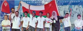  ??  ?? The Oman squad for the Optimist World Championsh­ip in Pattaya, Thailand during the opening day on Friday