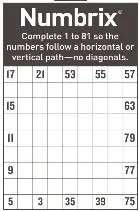 numbrix complete 1 to 81 so the numbers follow a horizontal or vertical path no diagonals pressreader