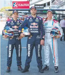  ?? Picture: GLENN HAMPSON ?? Red Bull stars (from left) Jamie Whincup, Shane Van Gisbergen and Craig Lowndes.