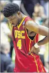  ?? TONY GUTIERREZ / ASSOCIATED PRESS ?? USC’s Chimezie Metu, who scored 28 points, walks off the court after the loss to Baylor.