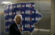  ?? MARCIO JOSE SANCHEZ — THE ASSOCIATED PRESS ?? Democratic presidenti­al candidate former Vice President Joe Biden speaks during a campaign event Sunday in Dubuque, Iowa.