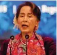 ?? — AFP ?? Myanmar’s civilian leader Aung San Suu Kyi attends the Asia-pacific Summit 2018 in Kathmandu.