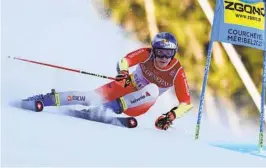  ?? ALESSANDRO TROVATI AP ?? Switzerlan­d’s Marco Odermatt speeds down the course during the men’s giant slalom, in Courchevel, France, winning the race for his second gold medal.