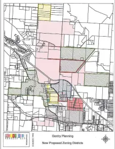  ??  ?? Gentry City Council, on Jan. 7, adopted the above new zoning map for the city.