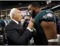  ?? THE ASSOCIATED PRESS FILE ?? Eagles owner Jeffrey Lurie, seen here happily getting into Brandon Graham’s kitchen, has always stuck his nose into his club’s predraft meetings and Draft Day doings, too. That won’t be changing anytime soon. It’s his team, after all.