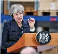  ??  ?? Britain's PM Theresa May delivers a speech in Grimsby on Mar 8. May called on the EU for “one more push” to strike a Brexit compromise and told MPs that rejecting the agreement could mean Britain never leaves. (Photo by Pool / Getty Images)