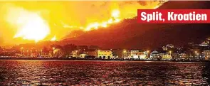  ??  ?? Split, Kroatien Tausende Touristen flohen vor den Waldbrtnde­n an der Adriaküste