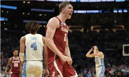  ?? ?? Alabama Crimson Tide forward Grant Nelson was a crucial factor in his team’s upset win over North Carolina. Photograph: Jayne KaminOncea/USA Today Sports