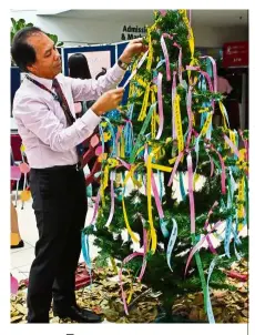  ??  ?? The Tree of Hope was decorated with colourful ribbons which had wishes, dreams and positive messages written on them.