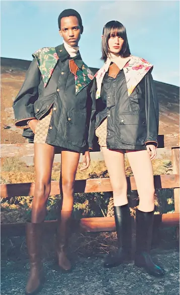  ?? ?? Barbour’s sales jumped by almost 20pc to £343m in the year to April 2023. It is collaborat­ing with high-end brands such as Gucci