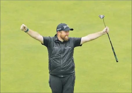  ?? Francois Nel Getty Images ?? BRITISH OPEN CHAMPION Shane Lowry of the Republic of Ireland celebrates on the 18th green during the final round of the 148th Open Championsh­ip held on the Dunluce Links at Royal Portrush Golf Club in Northern Ireland.