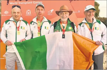  ?? ?? Transplant Team Ireland golf medal winners include Patrick O’Sullivan (Mallow), Hugh Nolan (Doneraile), Tony Gavigan (Meath) and Ronald Grainger (Dublin).