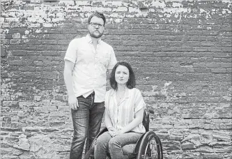  ?? TIJANA MARTIN THE CANADIAN PRESS ?? Survivors of the Danforth shooting attack Jerry Pinksen, left, and his partner, Danielle Kane, pose for a photograph at Liberty Village Park in Toronto on July 12.