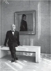  ?? AL PHILLIPS/CHICAGO TRIBUNE ?? Robert Allerton, who donated more than $2 million to the Art Institute of Chicago, during a visit to the Art Institute while passing through Chicago on July 15, 1963. He is sitting in front of a painting of himself by Glyn W. Philpot titled “Portrait of a man in black, Allerton, 1913.”