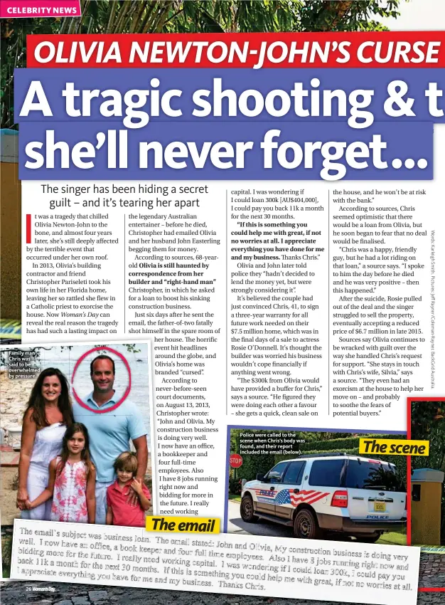  ??  ?? Family man Chris was said to be overwhelme­d by pressure. Police were called to the scene when Chris’s body was found, and their report included the email (below).