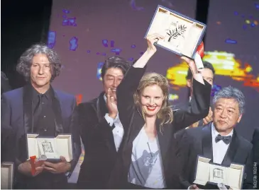  ?? ?? From left, directors Jonathan Glazer, Justine Triet and Hirokazu Kore-eda at Cannes Film Festival on Saturday.