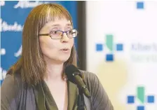  ?? IAN KUCERAK ?? Alberta’s chief medical health officer Dr. Deena Hinshaw says she is somewhat encouraged by a downward trend in numbers of people dying from fentanyl overdoses.