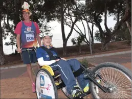  ??  ?? Bellville Athetics Club athletes Hilton Murray and Anita Engelbrech­t will be tackling greater personal challenges when they compete in the Comrades Marathon on Sunday. Engelbrech­t, 24, has a form of cerebral palsy called spastic diplegia, which limits...