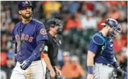  ?? Steve Gonzales / Staff photograph­er ?? Yuli Gurriel, who has a .183 OBP since the All-Star break, heads to the dugout Sunday after striking out.