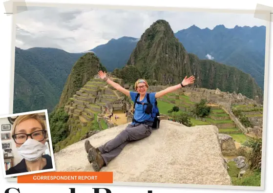  ??  ?? Sitting still
The author overlookin­g Machu Picchu and (inset) a few days later