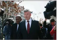  ?? The New York Times/TOM BRENNER ?? Kevin Downing, Paul Manafort’s attorney, leaves court Wednesday after a sentencing hearing for his client, a sentencing Downing called “callous, hostile and totally unnecessar­y.” But he noted that the judge had acknowledg­ed that there was “no evidence of any collusion with Russia in this case.”