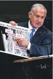  ??  ?? Benjamin Netanyahu makes his claims at the UN