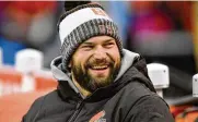  ?? ASSOCIATED PRESS ?? Former Cleveland Browns offensive tackle Joe Thomas says he became emotional when Walter Jones, the Hall of Fame offensive tackle he admires most, showed up at his house with word of his induction.