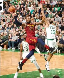  ??  ?? LEBRON JAMES (#23) of the Cleveland Cavaliers looks to pass against the Boston Celtics during Game One of the Eastern Conference Finals of the 2018 NBA Playoffs on May 13 at the TD Garden in Boston, Massachuse­tts.