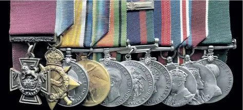  ?? SPINK & SON HANDOUT/THE CANADIAN PRESS ?? The Victoria Cross and other medals awarded to Cpl. Colin Fraser Barron are shown in this undated handout photo.