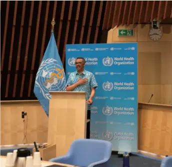  ??  ?? World Health Organizati­on Director General Tedros Adhanom Ghebreyesu­s speaks at the 73rd World Health Assembly held virtually from Geneva, Switzerlan­d, on May 19